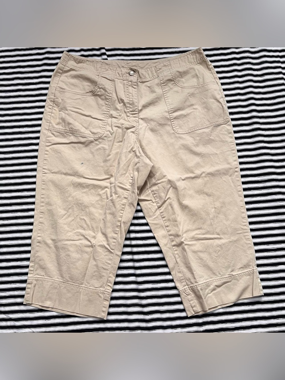 Beige Crop Utility Pants capris